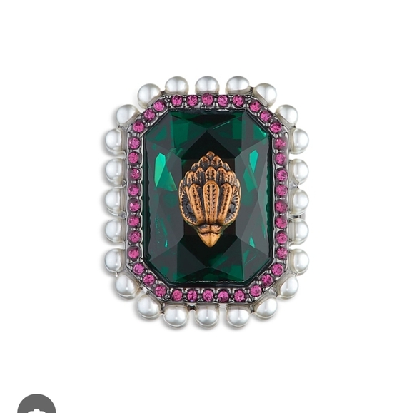 Kurt Geiger Pearl And Crystal Eagle Head Ring Size 8 Retail $98 - Picture 3 of 9